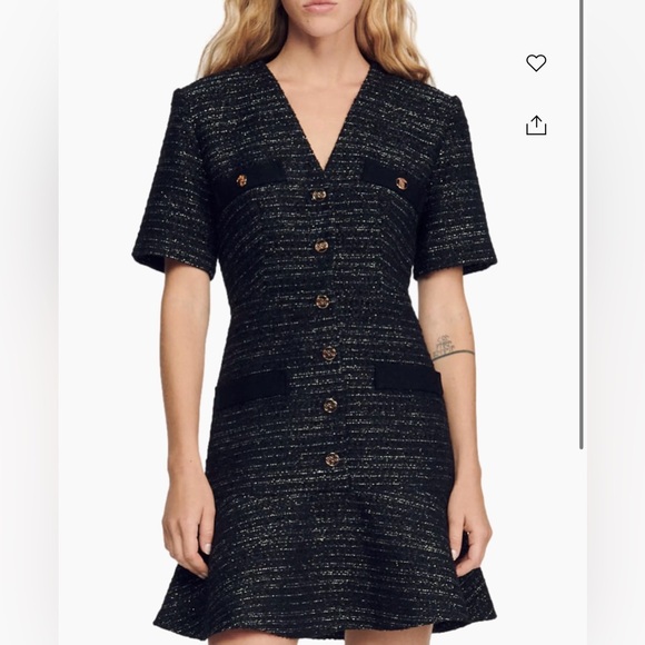Sandro Gwendoline Metallic Tweed Dress - Picture 2 of 5